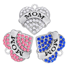my shape 5pcs Zinc Alloy Rhodium Plated MOM Mother Gift Clear Pink Blue Cry