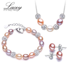 Wedding freshwater pearl jewelry sets women,multi natural pearl jewelry 925