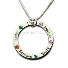 Personalized Family Name Necklace Silver Mom Necklace Engraved Kids Name Pe