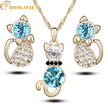 Retail Romantic Engagement Cute Cat Jewelry Sets Necklace Earrings with Aus