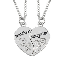 Hand Stamped Mother Daughter Charm Choker Necklace 2pc/set Carved Broken He