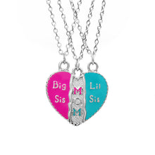 Mother Daughter Necklace Heart Shaped 3 Pieces Mom Big Sis Little Sis Neckl