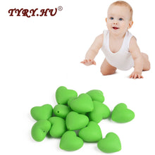 100pcs BPA free HEART Silicone Teething Beads Food Grade Chewing Materials