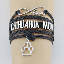Infinity Love Chihuahua Mom Bracelets Paw Charm Handmade Rope Leather Weav