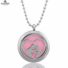 "Mom Love Baby" Round Pattern 30mm Aromatherapy Locket  Essential Oil Diffu