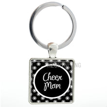 Class fashion women jewelry Cheer Mom keychain vintage square key chain rin