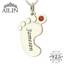 Wholesale Birthstone Necklace Baby Feet Necklace kids Name Mother Necklace