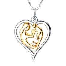 925 Sterling Silver Mother's Love Jewelry Gold Color Mom Hold Baby Family H