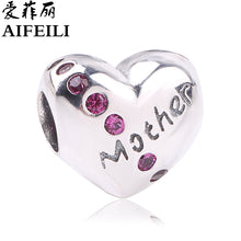 AIFEILI Mother Heart Fit Original Pandora Charms Bracelet 925 Sterling Silv