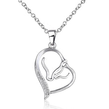 2017 New Crystal Horse Head Heart Pendant Necklaces For Women Silver Choker