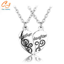 2PC Silver Plated Mother Daughter Necklace Silver Heart Love Mom Necklaces
