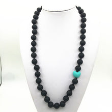 Food grade silicone teething heart beads necklace for mom  baby silicone nu