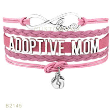 (10 PCS/lot) Custom  Infinity Love Adoptive Mom Double foot Charm Wrap Brac