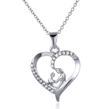 New Design Mom Necklace Silver Jewelry Heart Pendant With White Crystal Sto