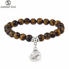 8mm natural tiger eye stone women bracelet Stretch cat eye opal mom charm b