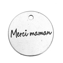 MJAROTRIA 20PCs Ancient Round Merci maman Craved Pendant For Jewelry Making