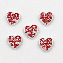 I Love You Mom Floating Charms Heart Enamel Living Glass Locket Charms For