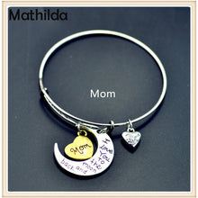 I Love You to The Moon And Back Bangles For Mom Engraved Letters Women Meta