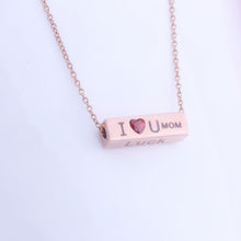 I Love U MOM Stainless Steel Crsystal Pendant Necklace for Mothers Day Gift