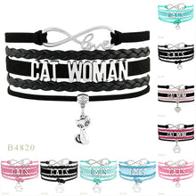 (10 PCS/Lot) Infinity Love Cat Woman Mom Cats Dog Paw Heart Charm Bracelets