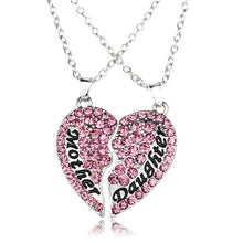 Hot 1Pair Fashion Broken Heart Mom Family Crystal Heart Pendant Necklaces D