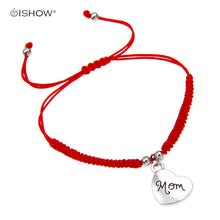 Simple Design heart bracelets Handmade Red Rope Braided Silver Love Heart M