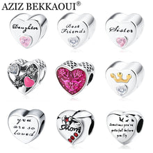 AZIZ BEKKAOUI Lovely Heart Shape Charms Beads Fit for Pandora Bracelets Diy