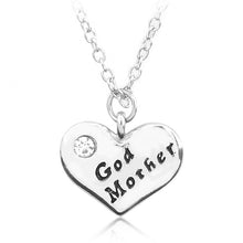 Cute Mom God Mother Heart Charm Necklace From Son Daughter Silver Plated Sp