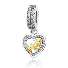Lovely Heart Pendant Mom 100% 925 Sterling Silver Charm Beads Fit  European