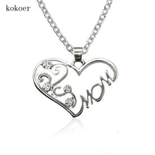 2017 stainless steel chain long Heart Letter Mama Flower Pendant Crystal Ne
