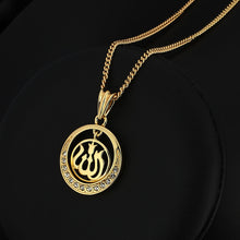 MEEHEE Statement Gold color Muslim Round Necklace Women Rhinestones Islam A