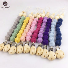 Let's Make Wooden Teething Pacifier Clip Holders 5pc Crochet Beads Pure Col