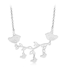 Kid Bird and Mom Bird Tree Branches Pendant Necklace Fashion Charm Female N