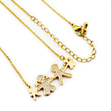 DIANSHANGKAITUOZHE Gros Collier Plastron Femme Charm Mom Dad and Baby Famil
