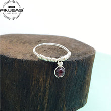 925  Rings 2pcs handmade wire wrapped genuine blood red simple  beads Penda