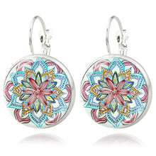 Silver Classic Lotus Mandala Jewelry Earring Nail Henna Om Symbol Zen Buddh