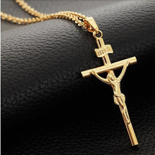 Real Golden Filled Crucifix Jesus Cross Pendant Jupiter Ascending Cross Nec