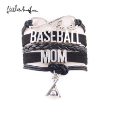 Little Minglou Infinity love baseball mom bracelet baseball bat charm leath