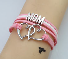 drop shipping charm mom gift Antique Silver pink leather MOM bracelets Uniq