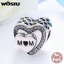 WOSTU 2017 Hot 925 Sterling Silver Tribute To Mom heart Beads Fit Original