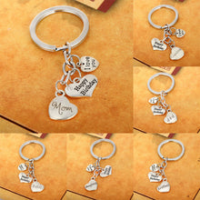 New Happy Birthday Family Key Chain Ring Heart Crystal Keychain Silver Keyr