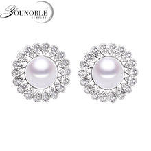 Genuine Freshwater pearl earrings for women,white stud natural pearl earrin
