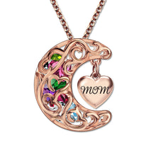 Rose Gold Color Mom(Mum) Pendant Birthstones Necklace Love You to the Moon