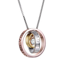 Pendant Necklace Clear Stone Crystal with Box Chains Engraved"I Love You Mo