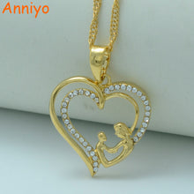 Anniyo Heart Mum & Baby Necklaces,I Love My Mother,Gold Color Mama Pendant