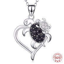 YFN Genuine 925 Sterling Silver Lovely Turtle Pendants Turtle Mom And Child
