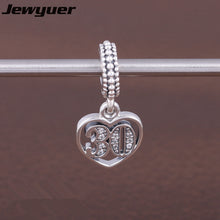 30 Years of Love dangle charms 925 sterling silver pendant charm fit beads