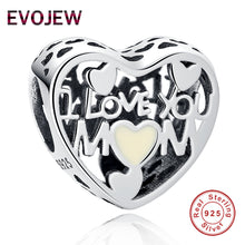 EVOJEW Real 925 Sterling Silver I Love MOM Charm Beads Fit Original Pandora