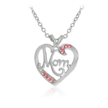 Love Mom Heart Pendant Necklace For Women With Crystal Silver Necklaces Fas