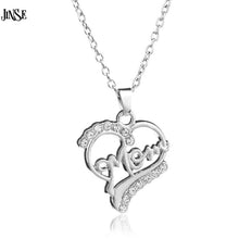 JINSE Silver plated Love "Mom" Crystal Heart Pendant Necklace Mother's Day